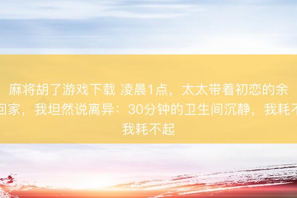 麻将胡了游戏下载 凌晨1点，太太带着初恋的余温回家，我坦然说离异：30分钟的卫生间沉静，我耗不起